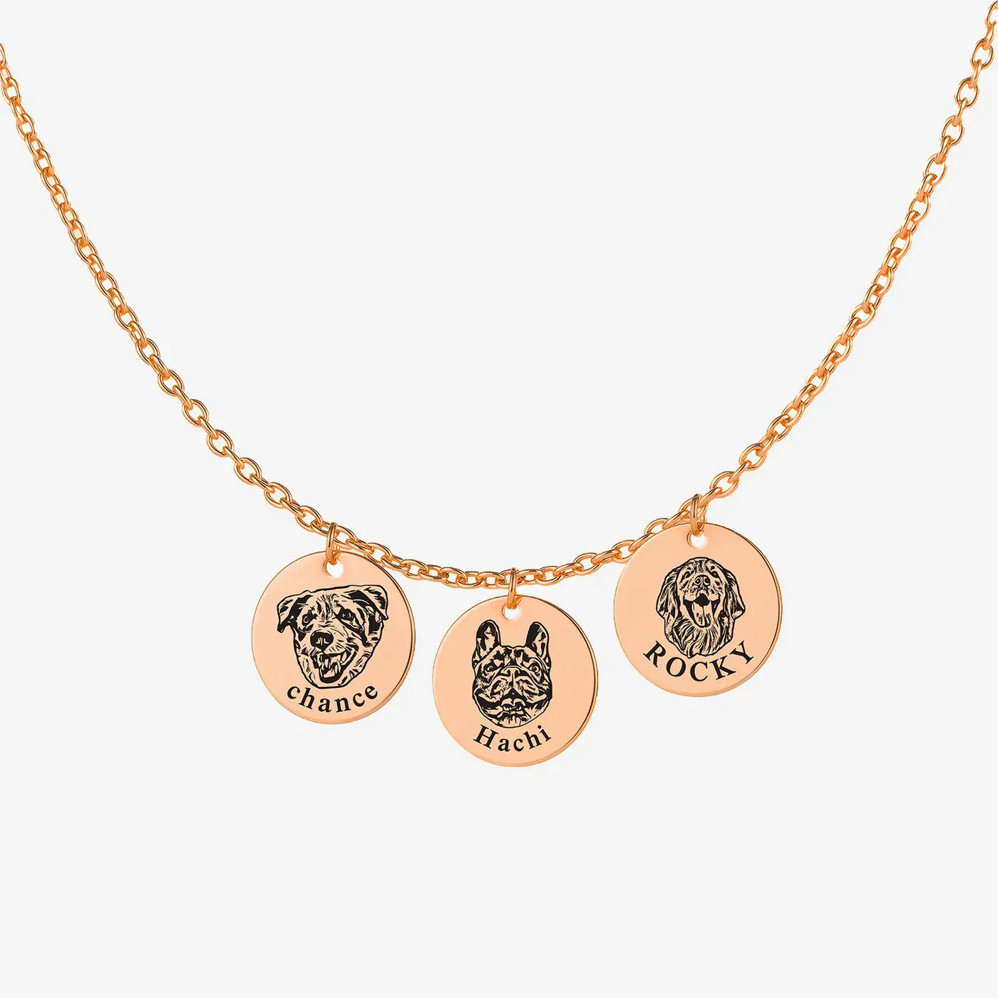 Pet Face Necklace with Shallow Engraving
