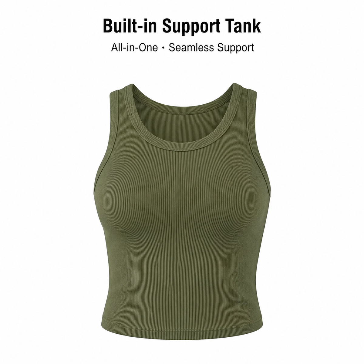 Women’s Ribbed Tank Top with Built-In Bra