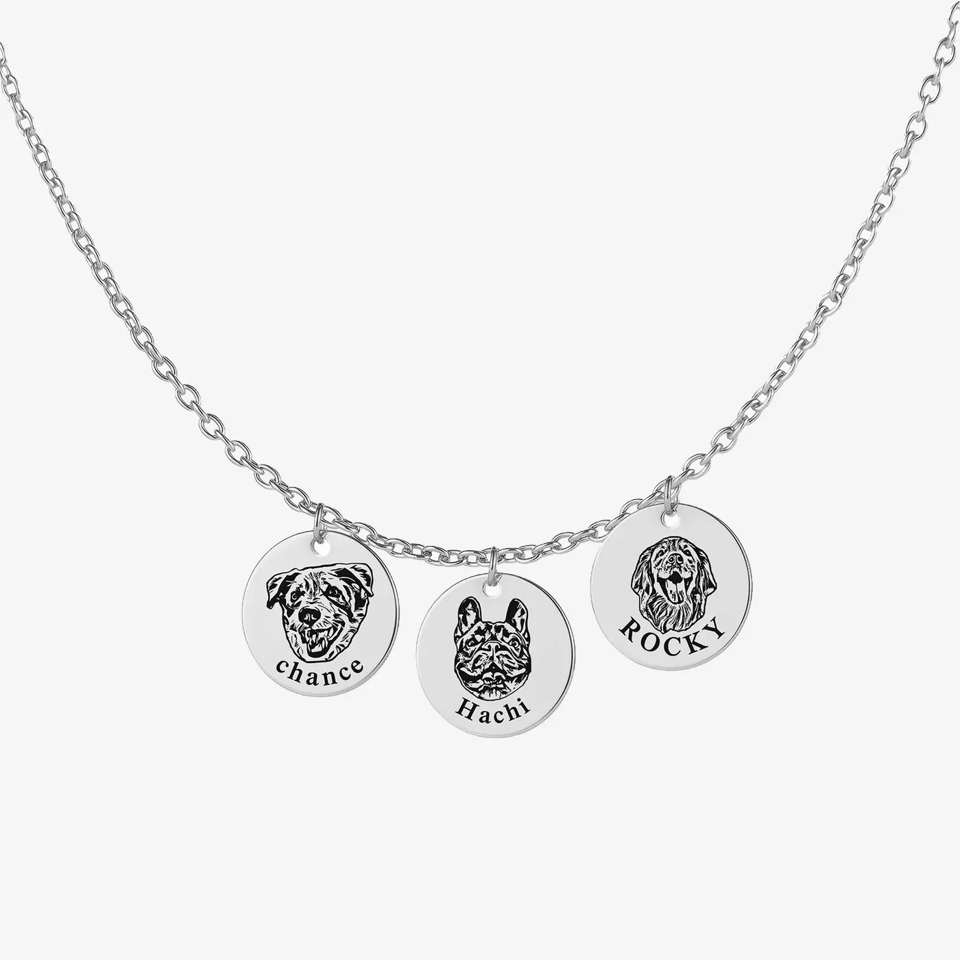 Pet Face Necklace with Shallow Engraving