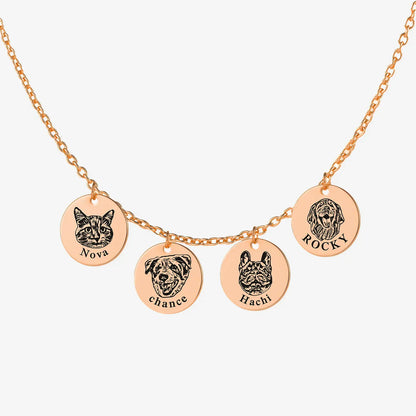 Pet Face Necklace with Shallow Engraving