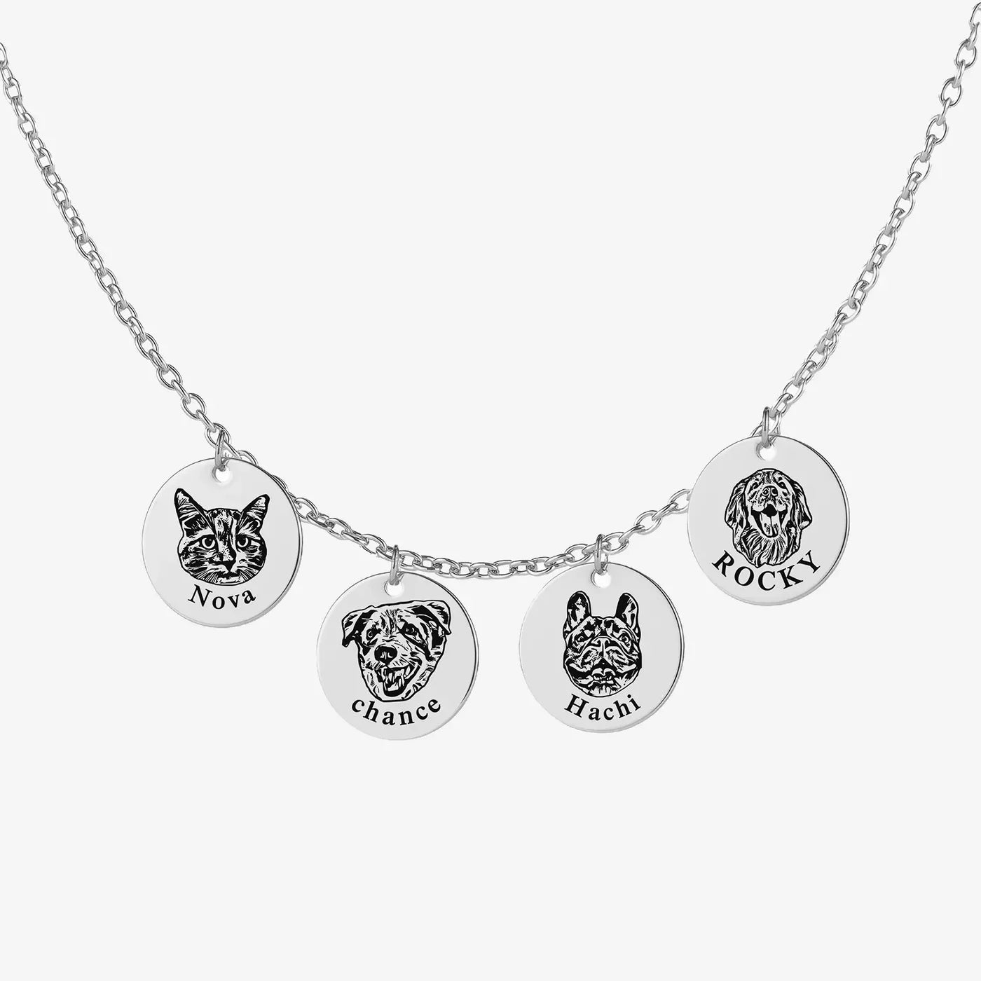 Pet Face Necklace with Shallow Engraving