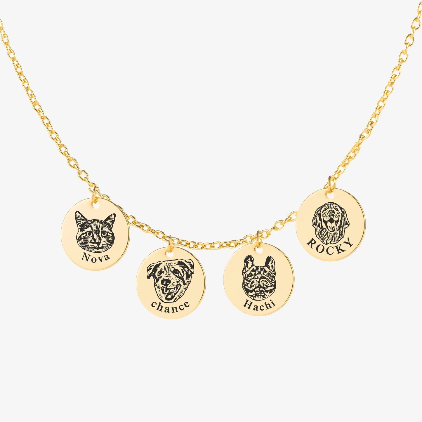Pet Face Necklace with Shallow Engraving