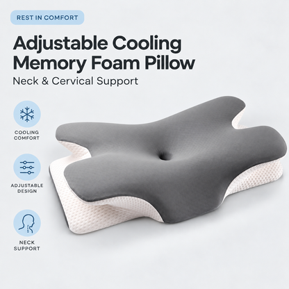 Adjustable Cooling Memory Foam Pillow – Neck & Cervical Support